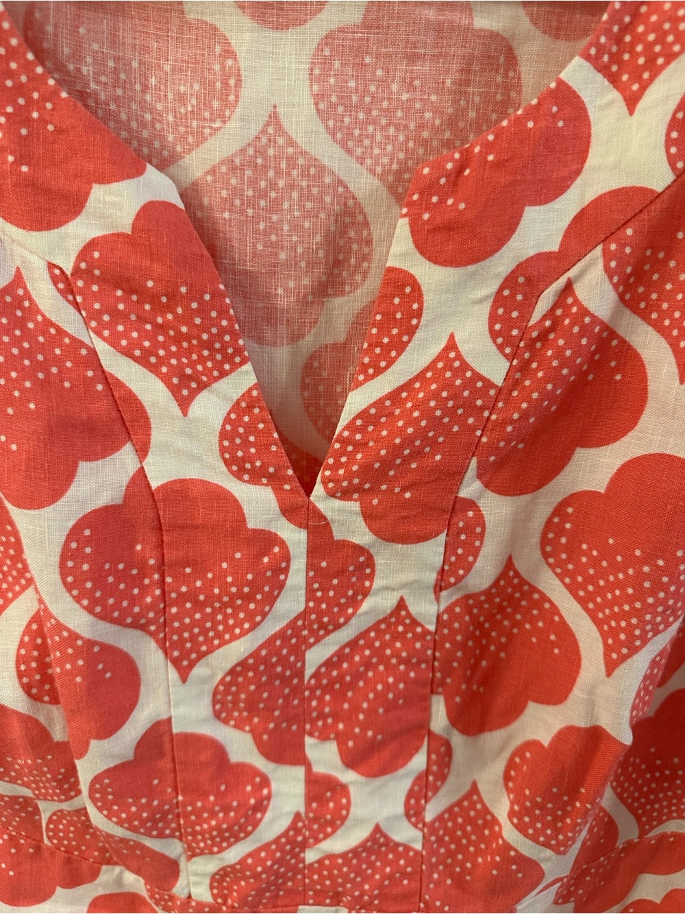 Boden Laurie 100% Linen Tunic Dress Coral Pink Print 14R coastal resortwear - Picture 5 of 7